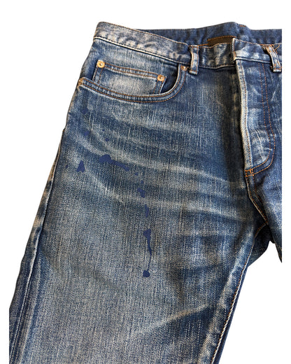 Dior Homme SS11 Ink Me Paint Splatter Blue Washed Denim Jeans