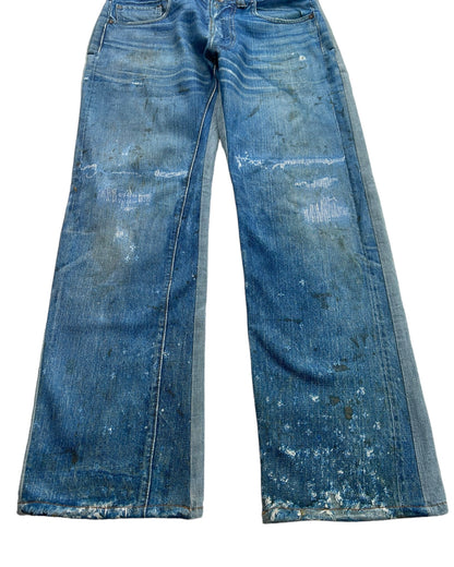 Talking About The Abstraction Trompe l'oeil Distressed Dirt Illusion Print Hybrid Denim