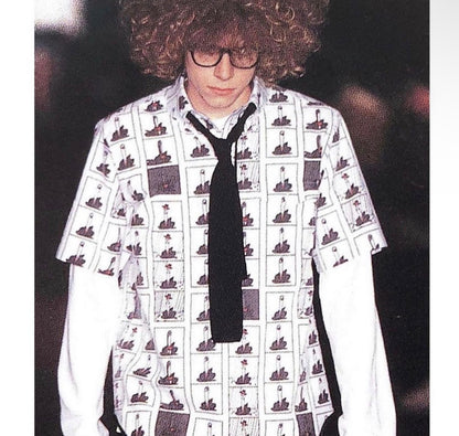 SS2002 Number (N)ine “The Modern Age” Middle Finger Comic Strip Button Shirt