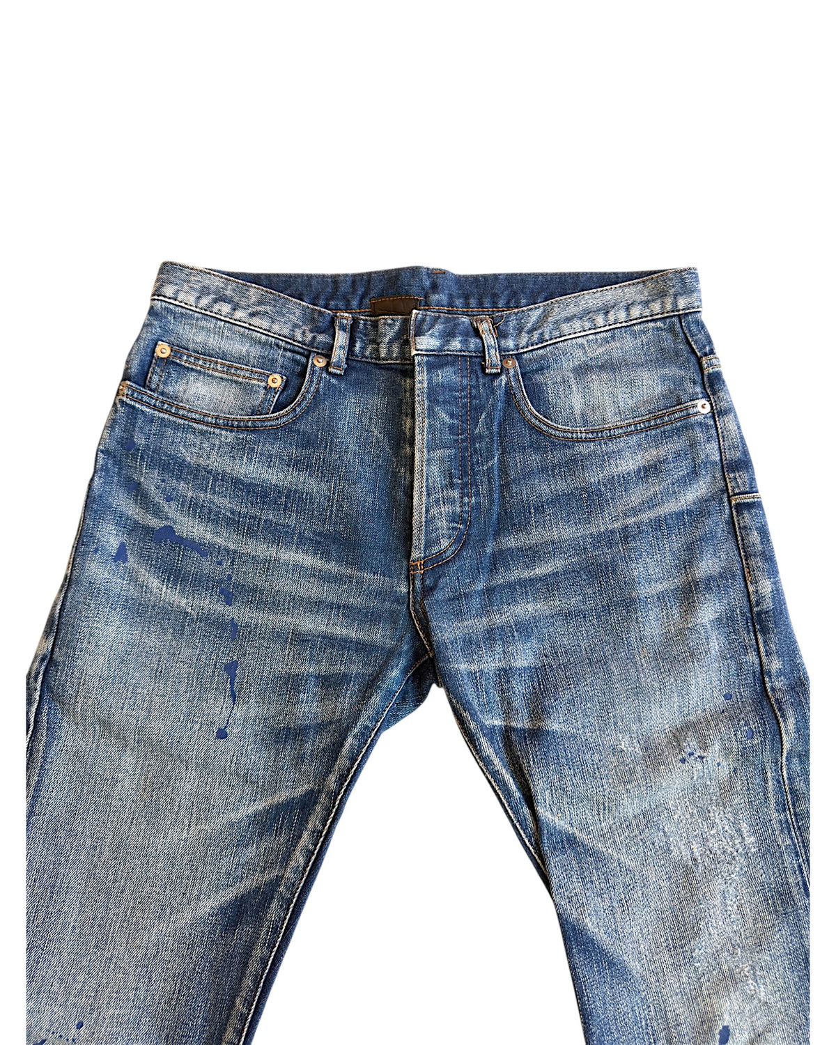 Dior Homme SS11 Ink Me Paint Splatter Blue Washed Denim Jeans