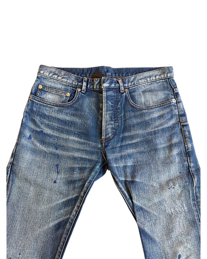Dior Homme SS11 Ink Me Paint Splatter Blue Washed Denim Jeans