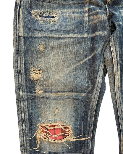 2000s Led Rechwe x Lee Riders Distressed Repair Flare Denim