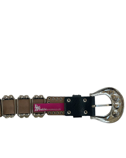 Y2K Studded Swarovski Crystals Buckle Leather Belt