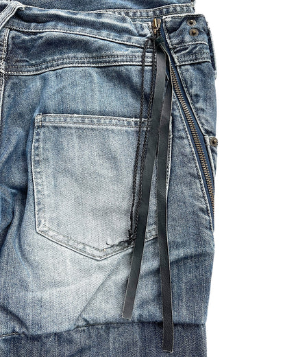 PPFM 00s Double Waist Floral Back Zip Tassel Denim