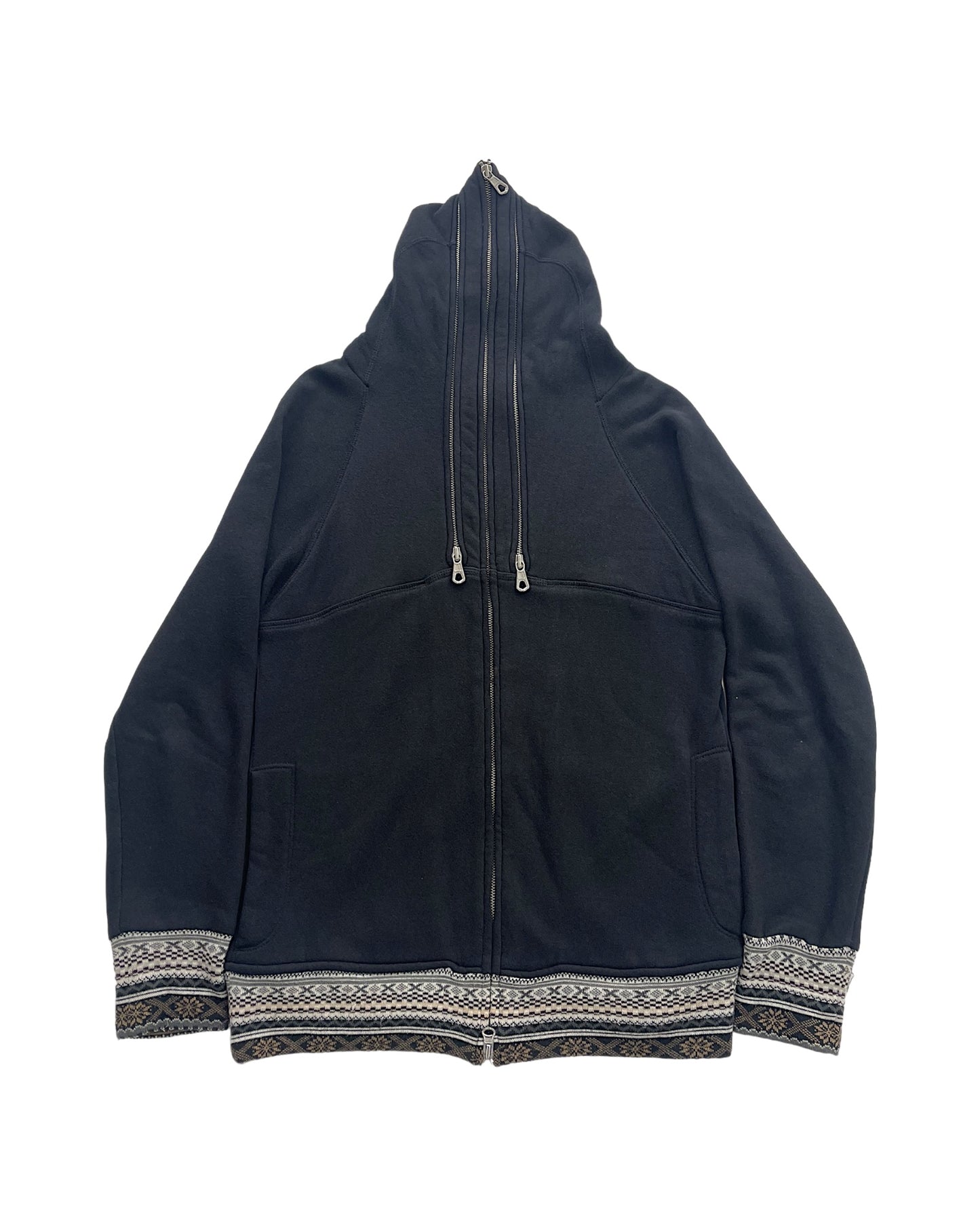 PPFM 2000s Double Hood Knit Aztec Sweatshirt