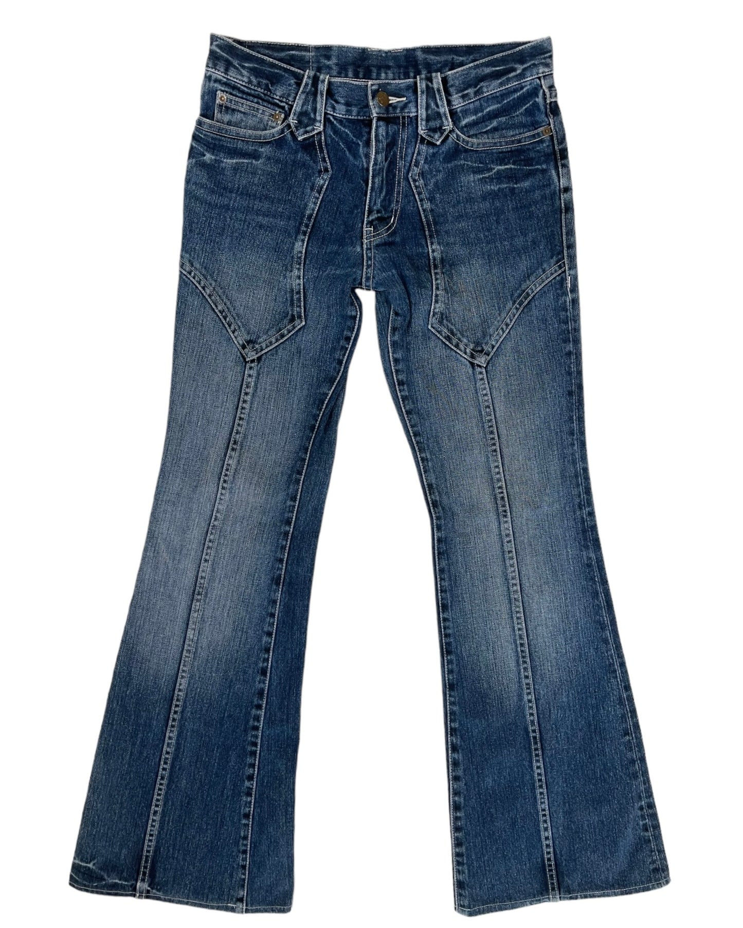 Tornado Mart Shield Panel Bootcut Flare Denim Jeans