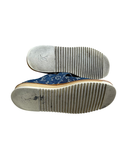 Louis Vuitton x Nigo Cosy Fur Denim Monogram Mule Slippers