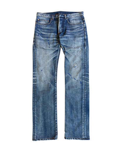 Dior Homme SS11 Ink Me Paint Splatter Blue Washed Denim Jeans