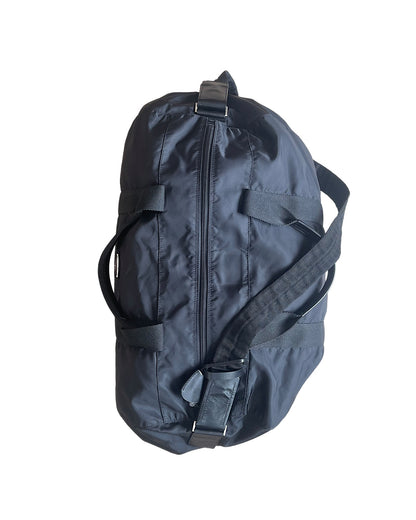 Prada Nylon & Leather Trim Drum Duffle Luggage Bag