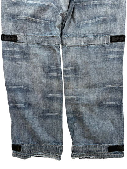 2000s Marithé + François Girbaud Chain Embroidery Cargo Velcro Strap Denim Pants