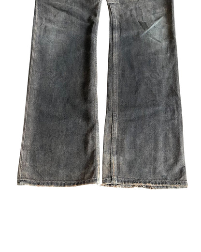 Rick Owens SLAB 2000s Charcoal Coated Brown Denim Jeans