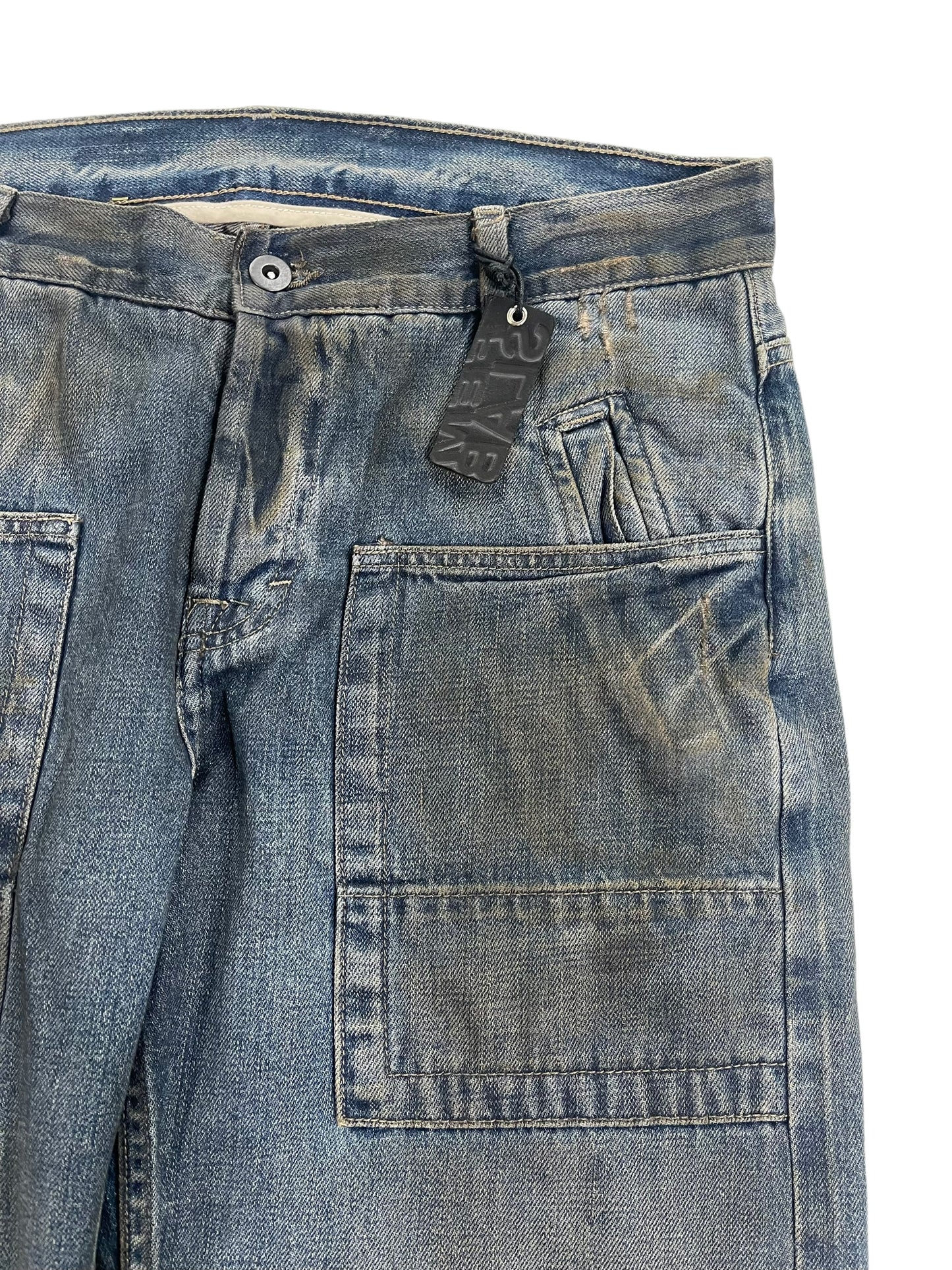 Rick Owens SLAB Waxed Dirt Effect Distressed Denim