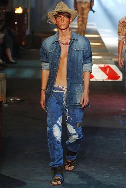 John Galliano SS2006 Star Panel Gazette J-Cut Denim Jeans