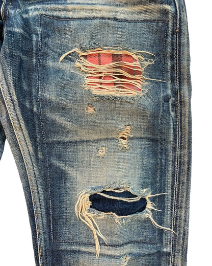 2000s Led Rechwe x Lee Riders Distressed Repair Flare Denim