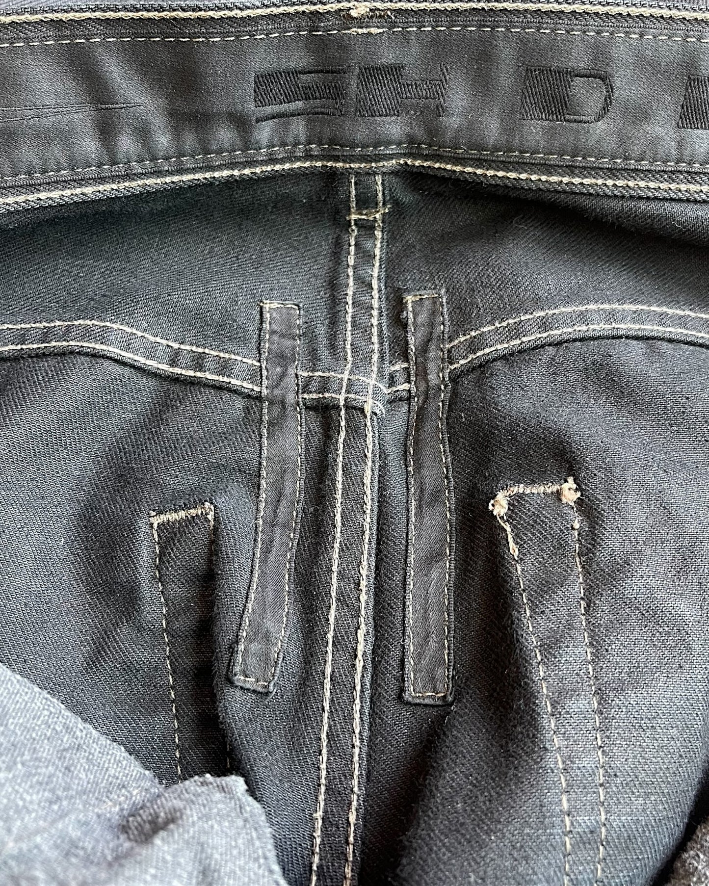 Rick Owens Drkshdw Triple Black Light Wax Denim Jeans
