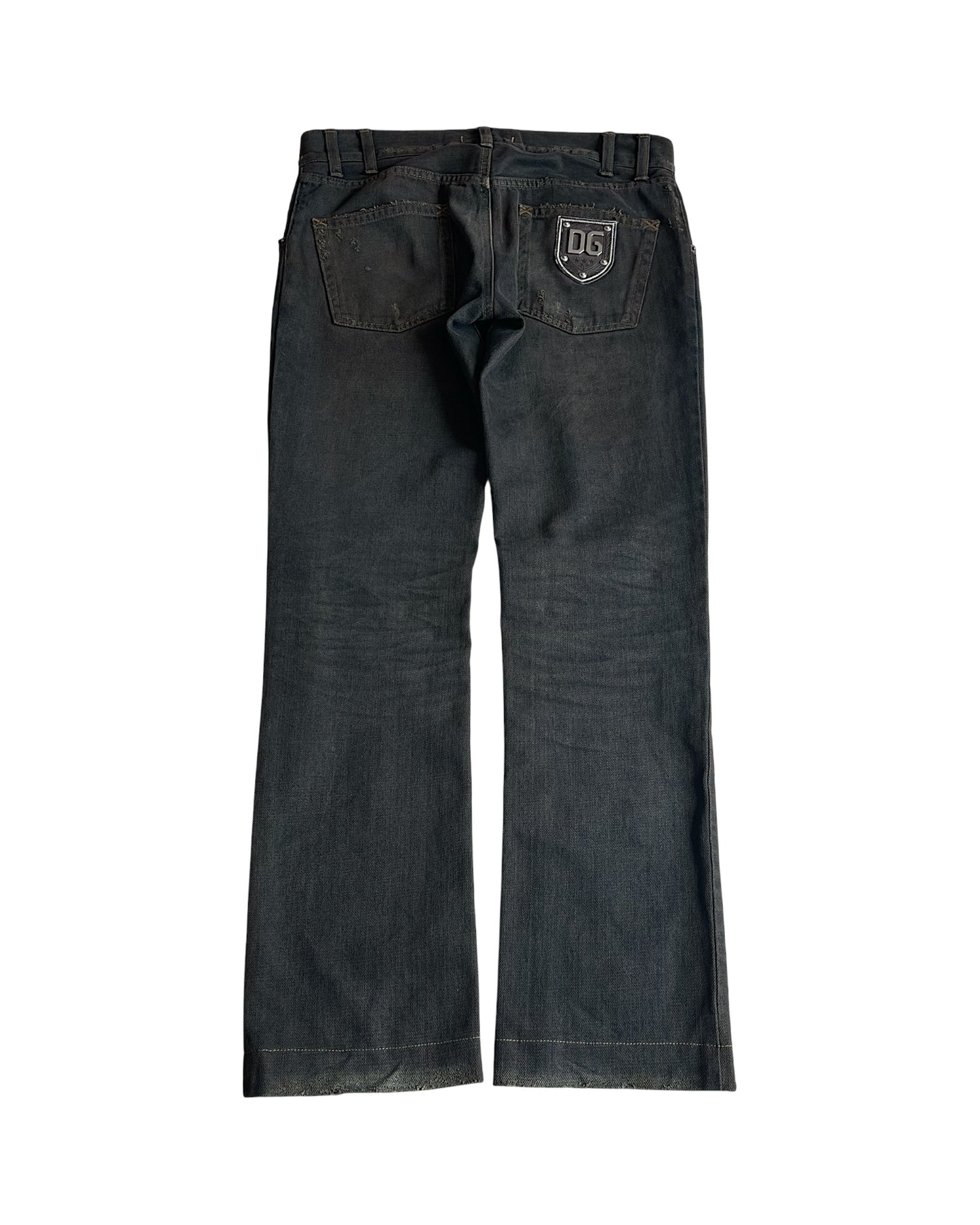 Dolce & Gabbana Mud Wash DG Emblem Distressed Denim Jeans