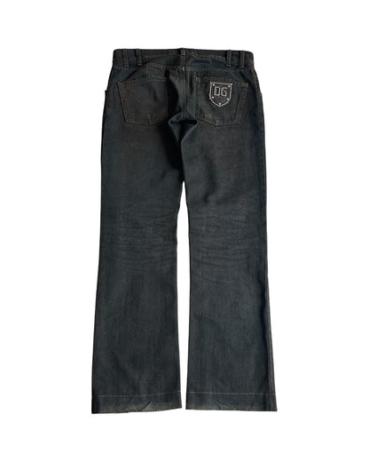 Dolce & Gabbana Mud Wash DG Emblem Distressed Denim Jeans