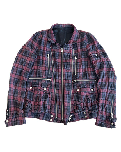 Undercover SS08 'Purple' Plaid Cotton Cargo Riders Jacket