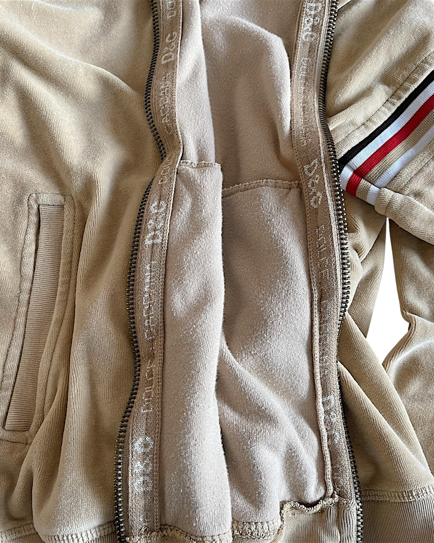 Dolce & Gabbana 2000s Striped Velour Hoodie