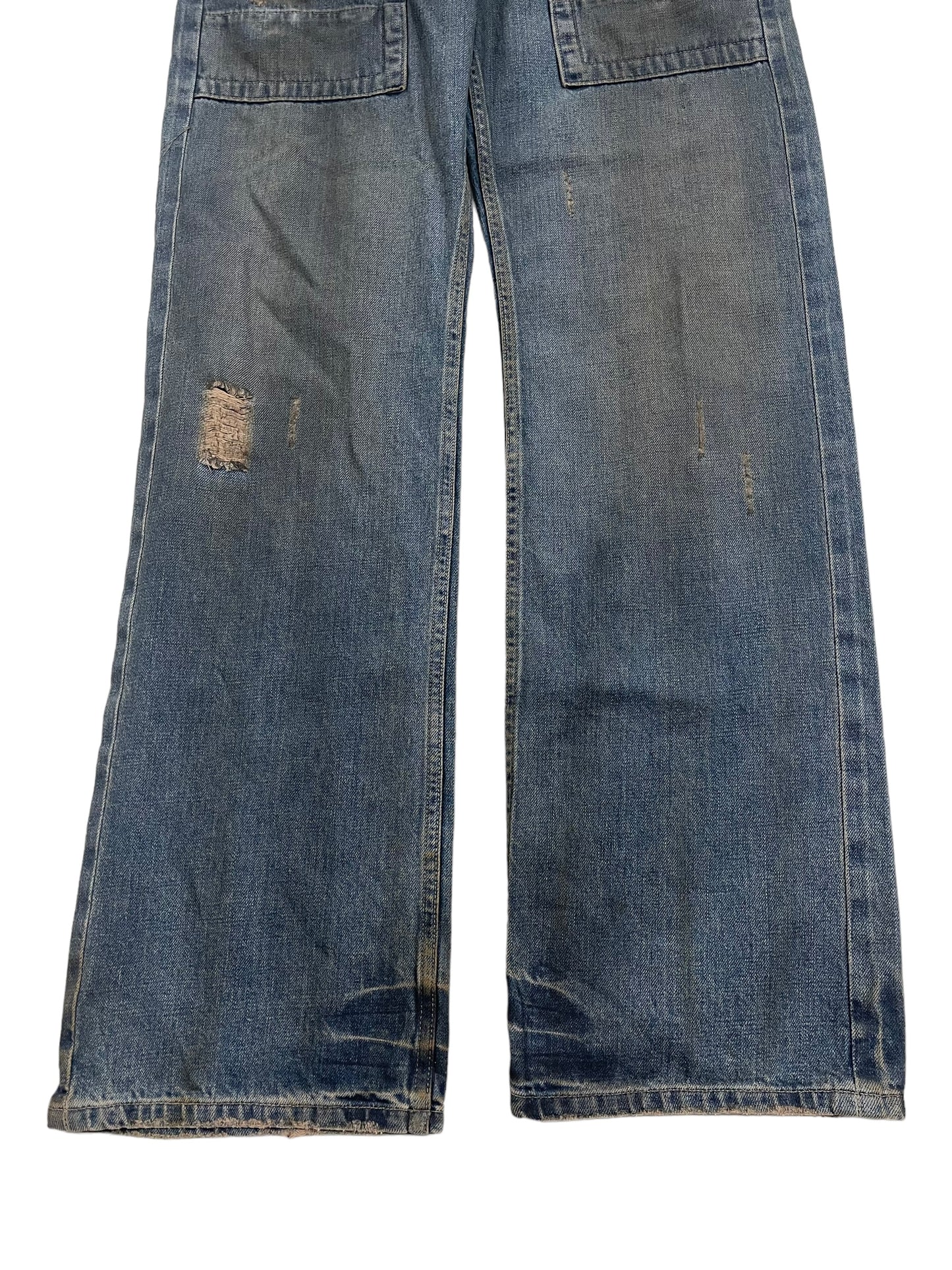 Rick Owens SLAB Waxed Dirt Effect Distressed Denim