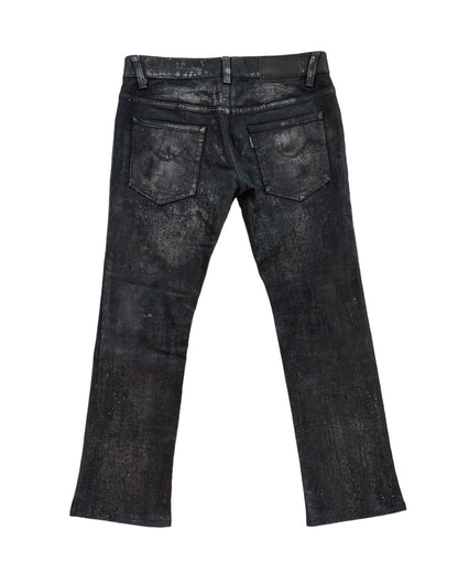 Tornado Mart Waxed Silver Paint Coated Ash Flare Denim Jeans