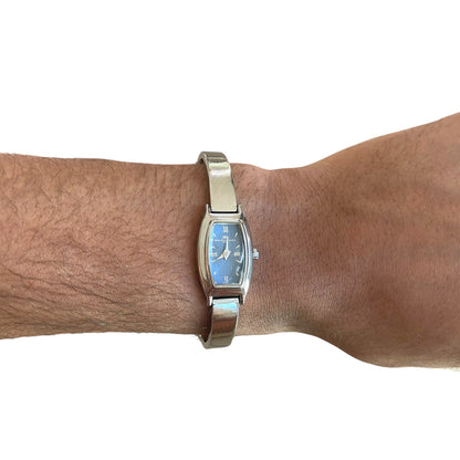 Balenciaga Vintage Blue Dial Bangle BB Clasp Silver Quartz Watch