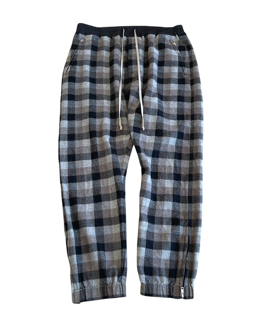 Rick Owens FW2019 "Larry" Black Plaid Wool Zipper Jogger Pants