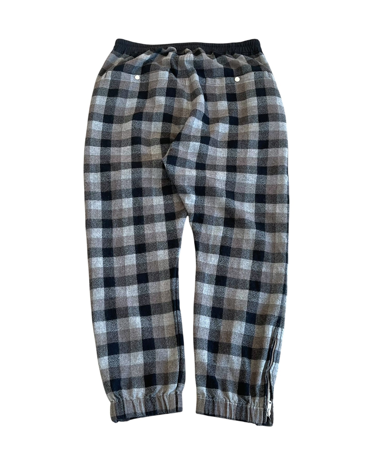 Rick Owens FW2019 "Larry" Black Plaid Wool Zipper Jogger Pants