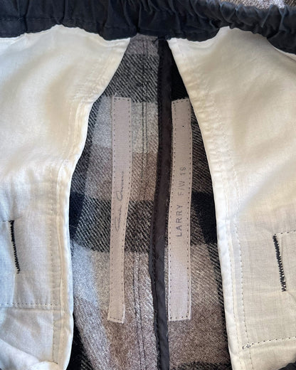 Rick Owens FW2019 "Larry" Black Plaid Wool Zipper Jogger Pants