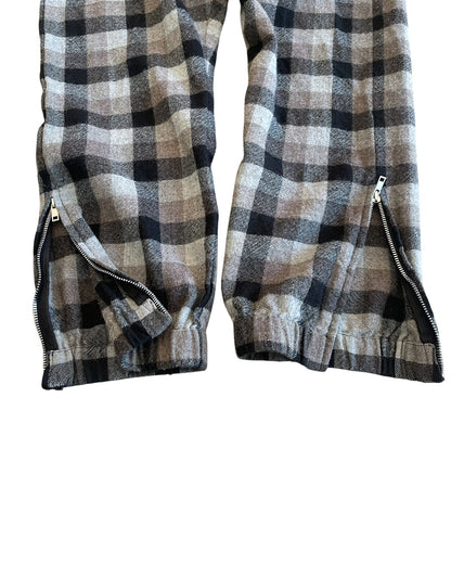 Rick Owens FW2019 "Larry" Black Plaid Wool Zipper Jogger Pants