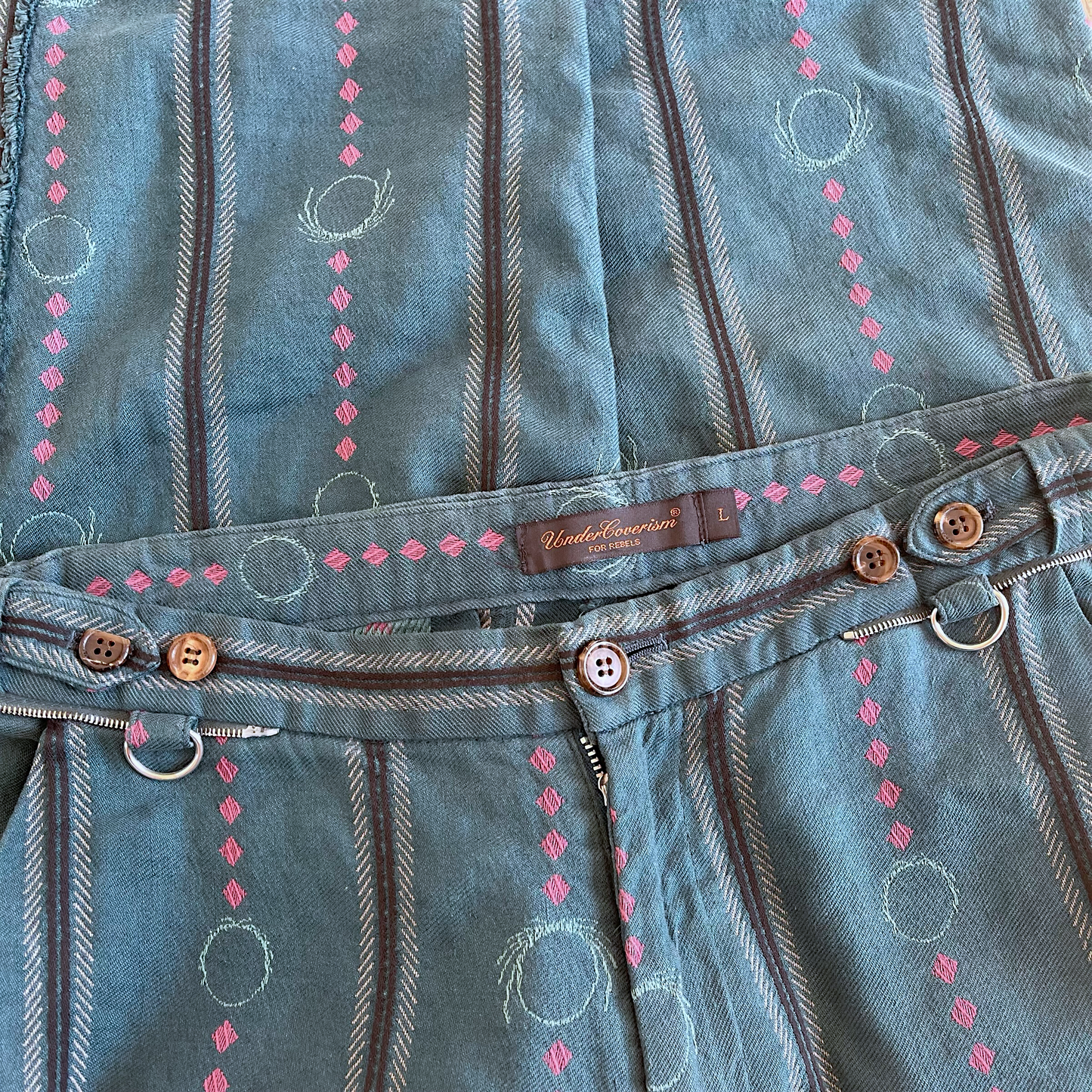 Undercover SS2003 "Scab" Ethnic Tribal Embroidery Pants