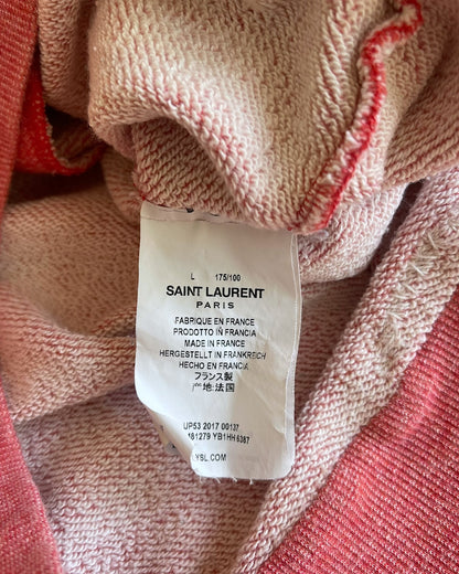 Saint Laurent SS17 Distressed Repair Patches 1971 Salmon Hoodie