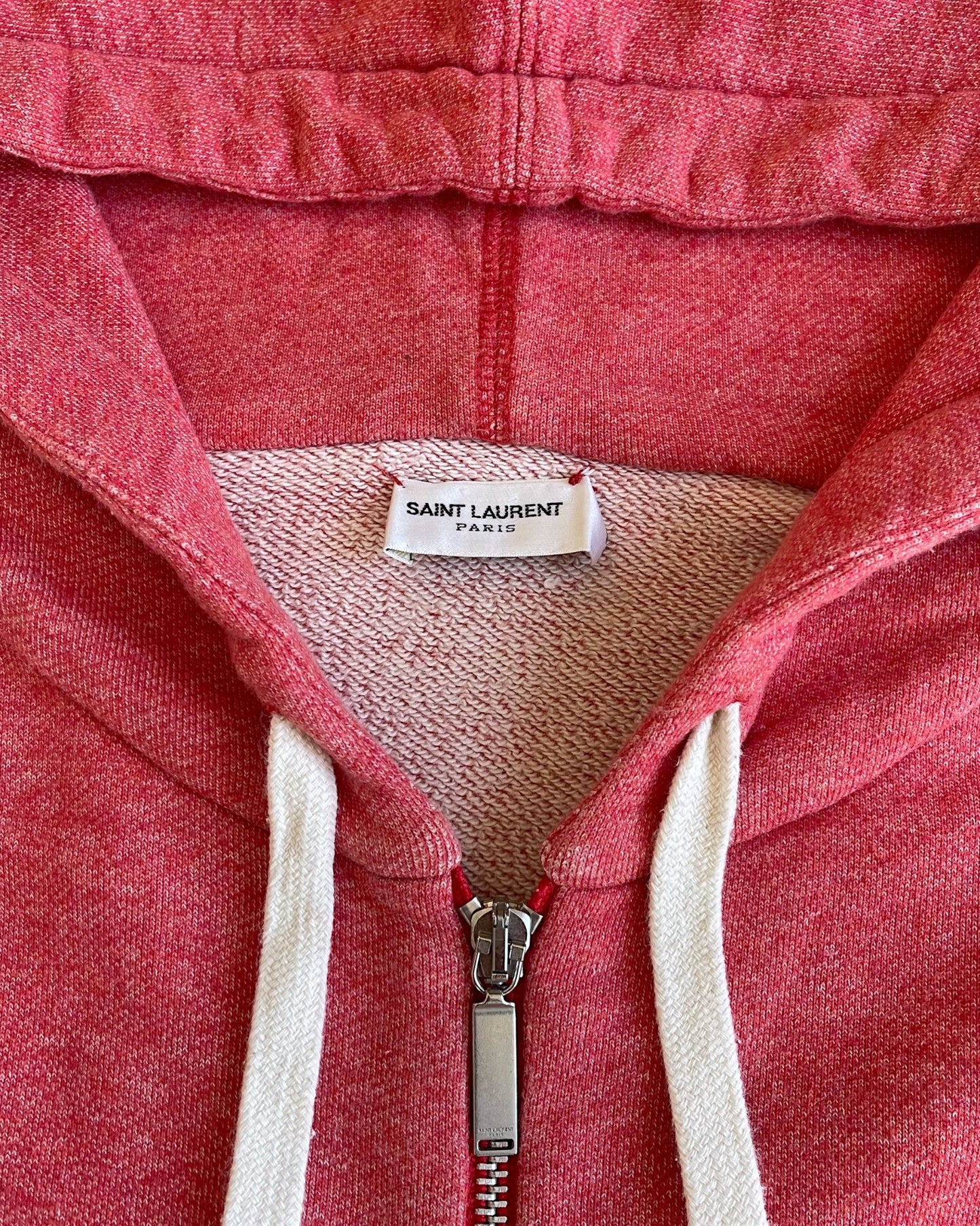 Saint Laurent SS17 Distressed Repair Patches 1971 Salmon Hoodie