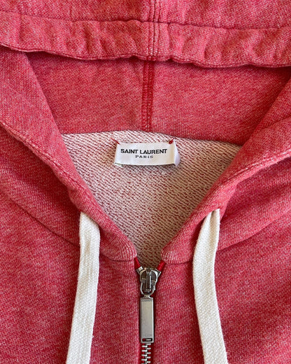 Saint Laurent SS17 Distressed Repair Patches 1971 Salmon Hoodie