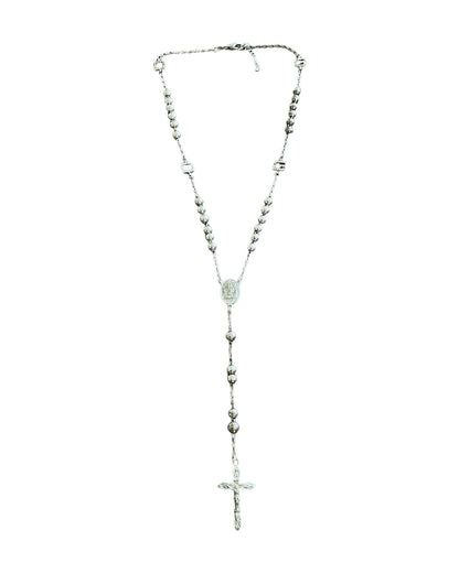 Dolce & Gabbana 925 Silver DG Rhinestones Cross Rosary Necklace