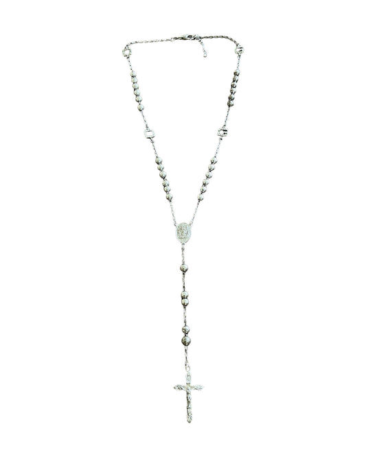 Dolce & Gabbana 925 Silver DG Rhinestones Cross Rosary Necklace
