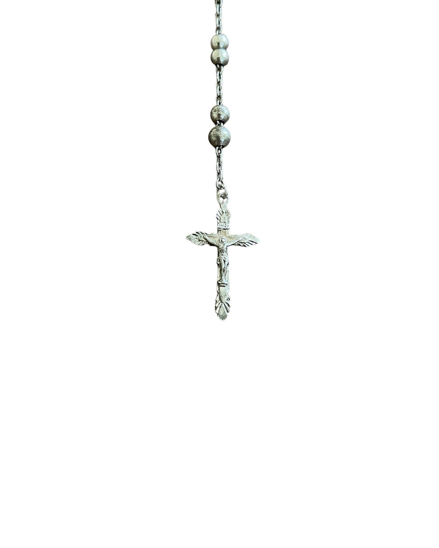 Dolce & Gabbana 925 Silver DG Rhinestones Cross Rosary Necklace