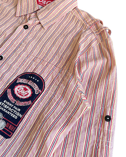 Dolce & Gabbana 2000s Denim Masters Embroidery Striped Utility Shirt