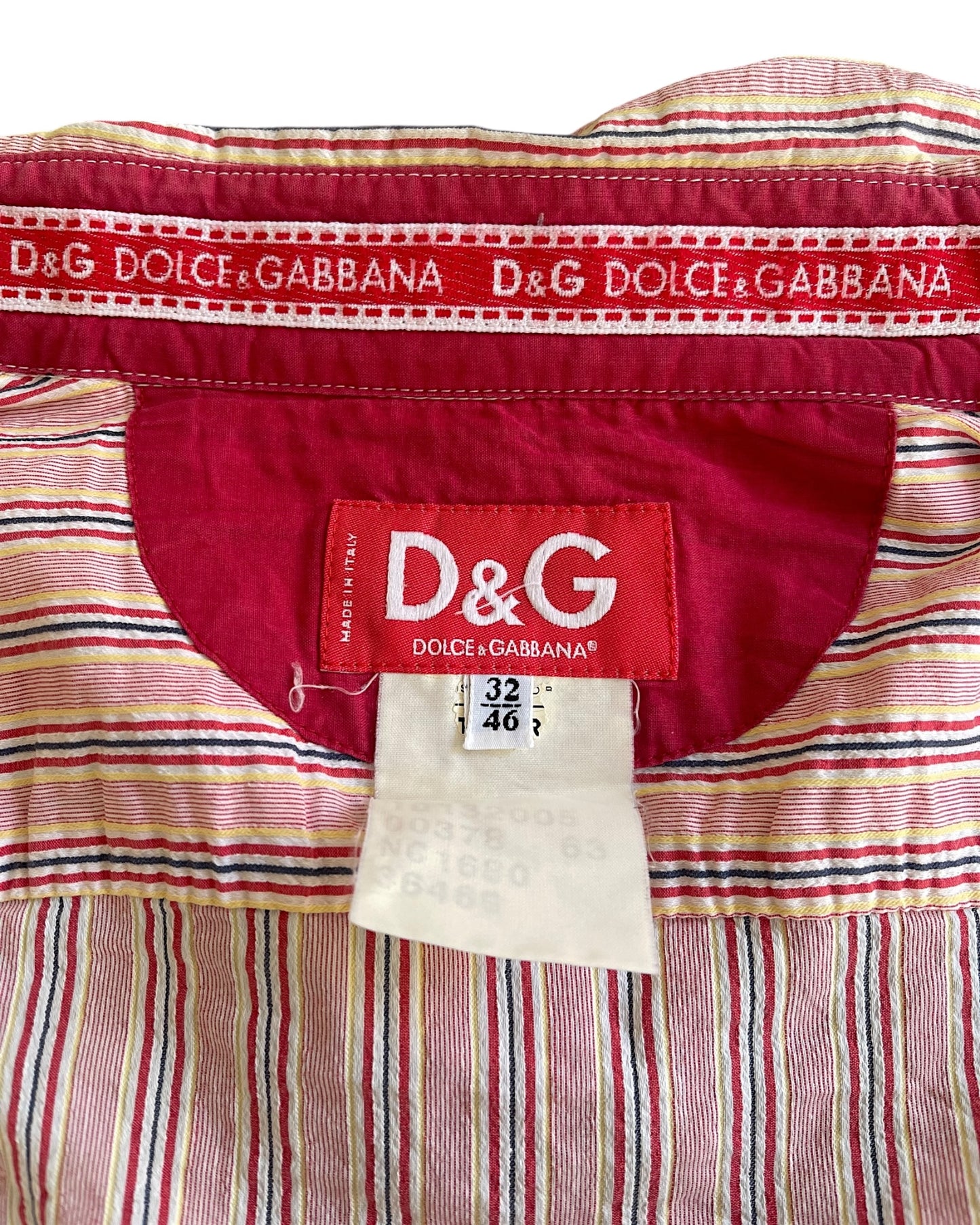 Dolce & Gabbana 2000s Denim Masters Embroidery Striped Utility Shirt