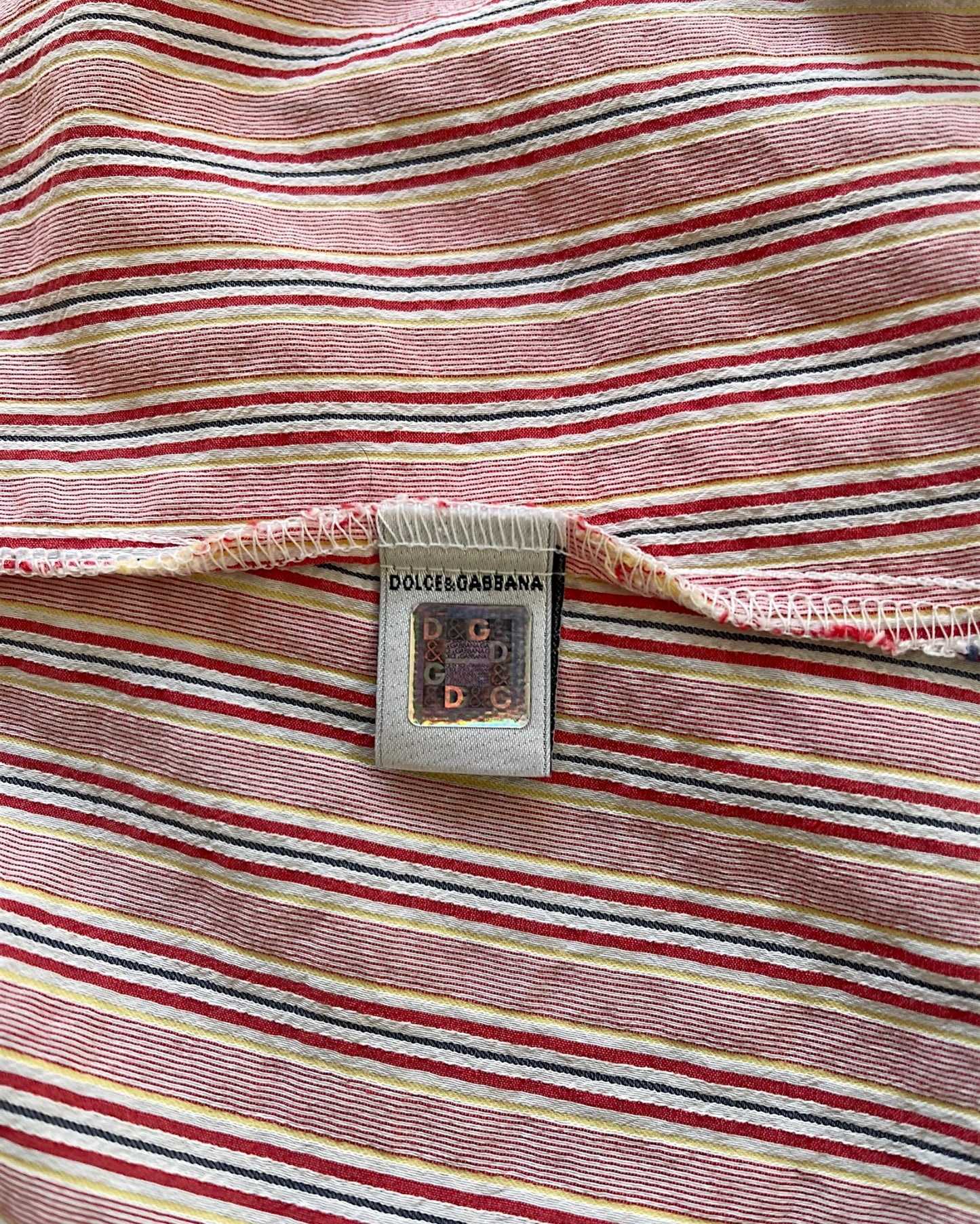 Dolce & Gabbana 2000s Denim Masters Embroidery Striped Utility Shirt