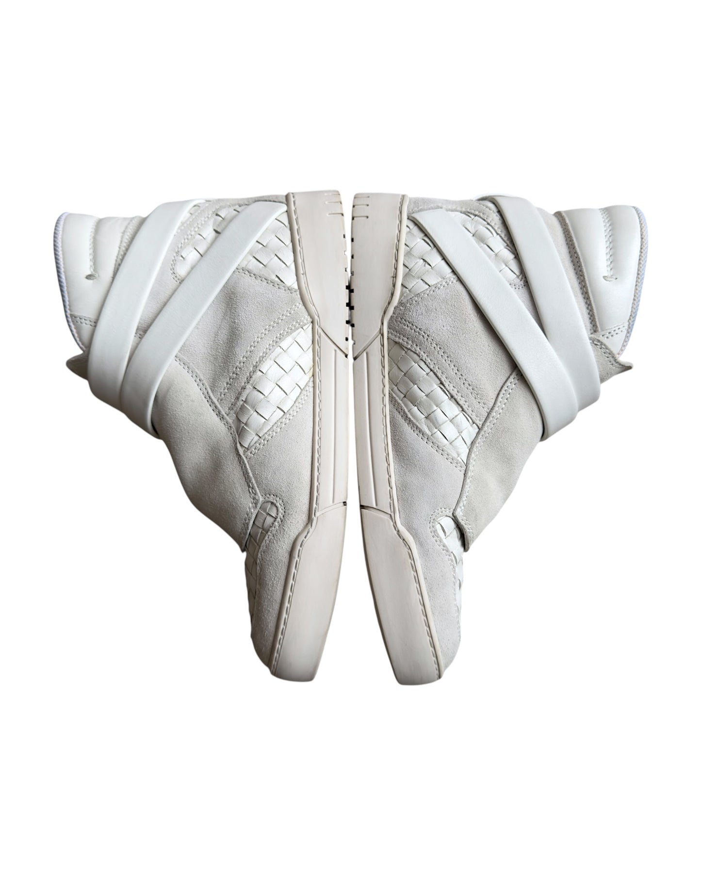 Bottega Veneta Intrecciato Leather Double Strap Buckle High-Top Sneaker