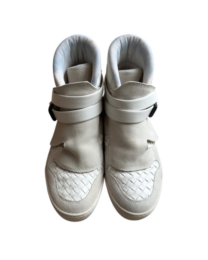 Bottega Veneta Intrecciato Leather Double Strap Buckle High-Top Sneaker