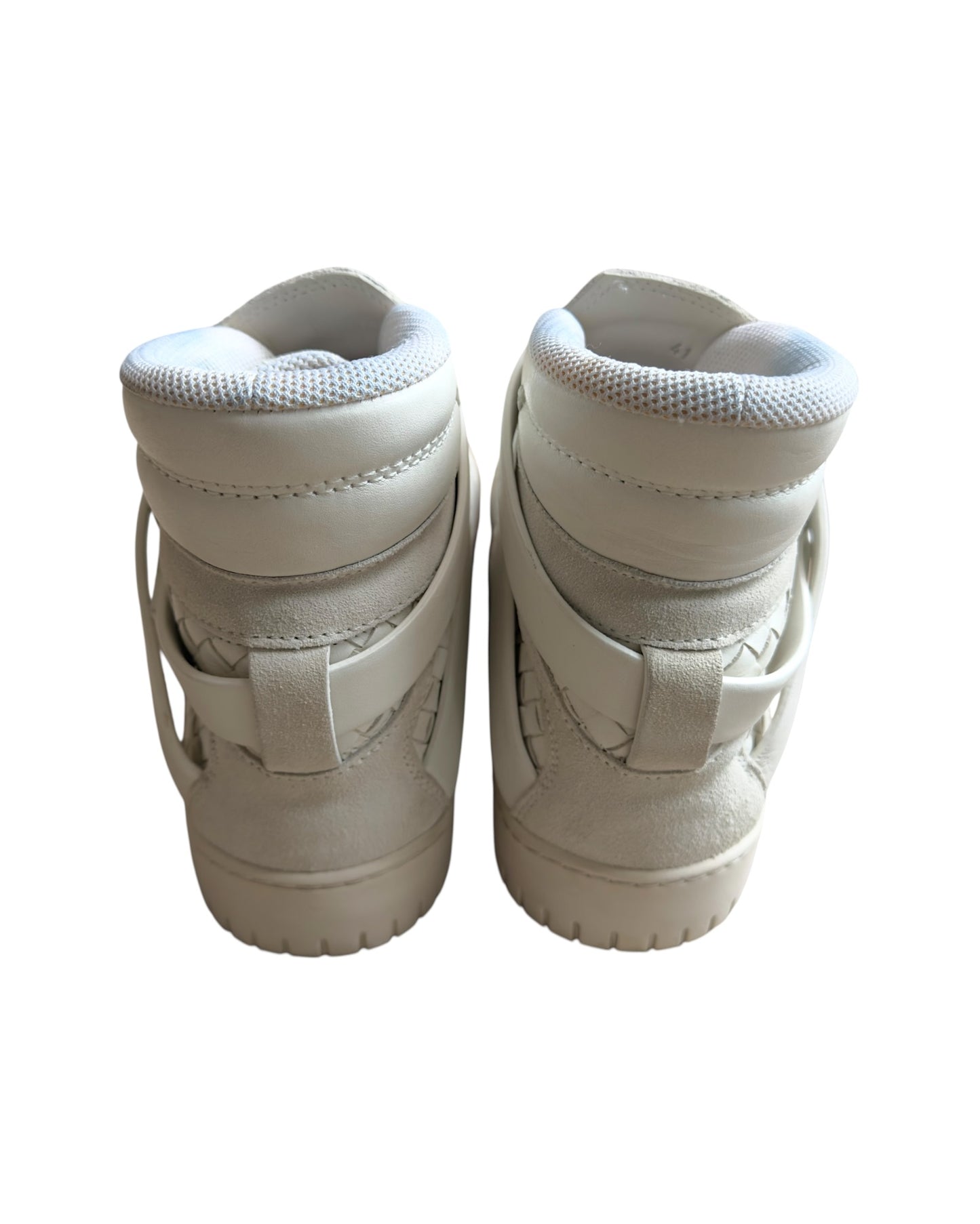 Bottega Veneta Intrecciato Leather Double Strap Buckle High-Top Sneaker