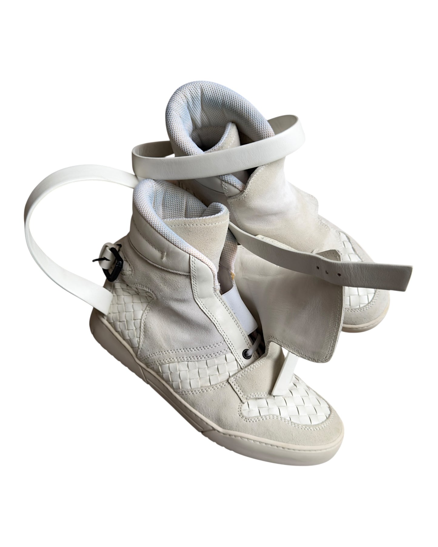 Bottega Veneta Intrecciato Leather Double Strap Buckle High-Top Sneaker
