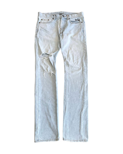 Saint Laurent D01 Light Blue Stone Wash Distressed Denim Jeans