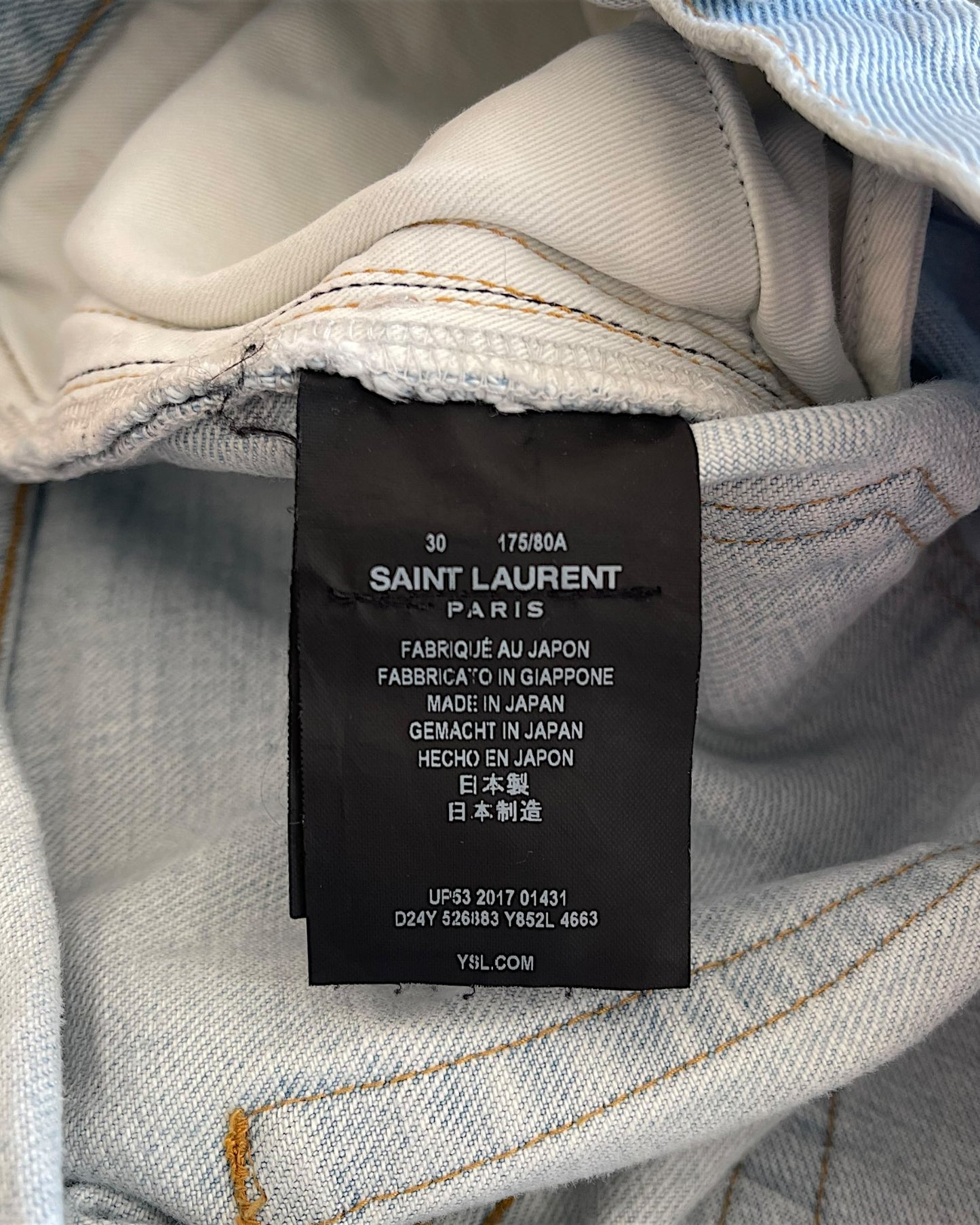 Saint Laurent D01 Light Blue Stone Wash Distressed Denim Jeans