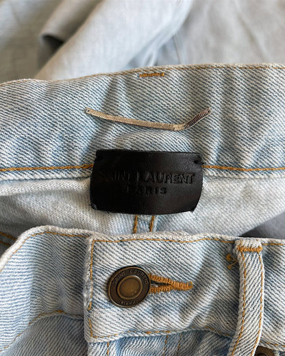 Saint Laurent D01 Light Blue Stone Wash Distressed Denim Jeans