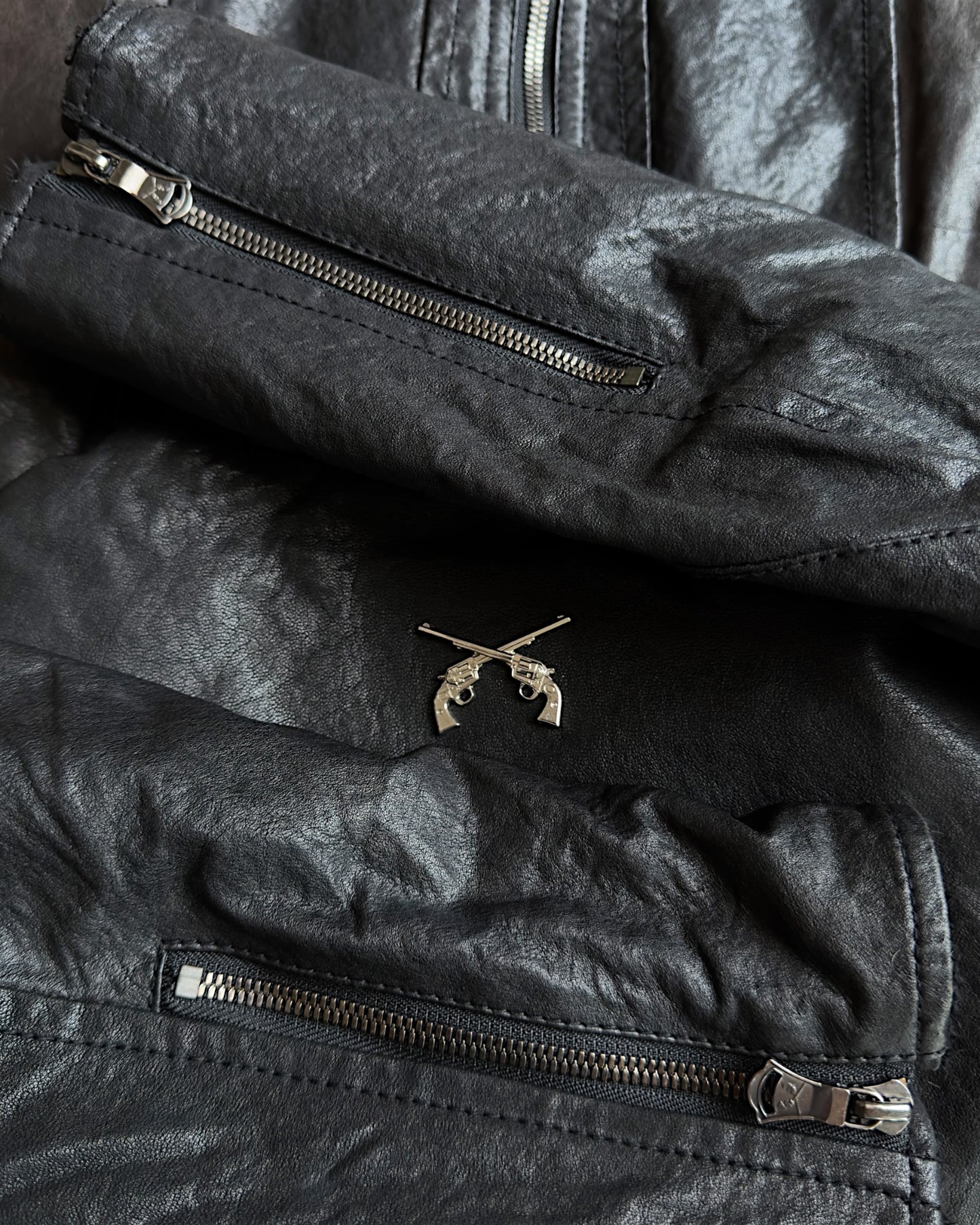 Roarguns 2000s Fleece Lined Sheepskin Leather Riders Jacket