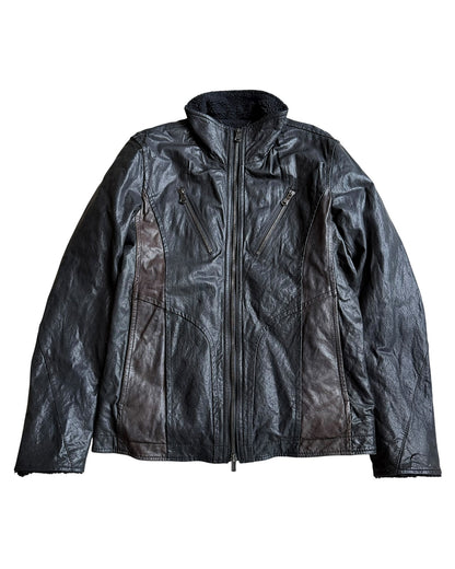 Roarguns 2000s Fleece Lined Sheepskin Leather Riders Jacket