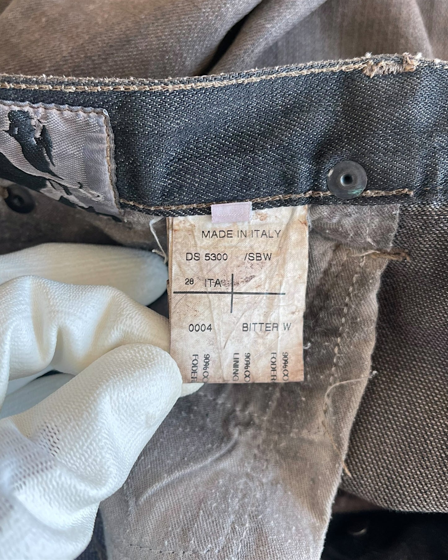 Rick Owens Drkshdw FW2009 "Crust" Bitter Coated Detroit Cut Denim Jeans